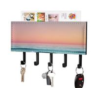 Jubonexis Ocean Horizon at Sunset Waves Minimal Wall Mount with 5 Hooks Acrylic Key Rack for Home Office Entryway