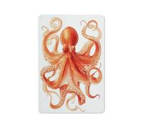 Jubonexis Octopus Reddish-orange Body Tin Metal Signs Wall Art Decorations for Bar Pub Club Cafe Room Farmhouse White 30x20cm