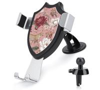 Jubonexis Old Leopard And Dark Red Flowers Car Phone Holder Mount Triangle Clip Base Air Vent Cell Phone Car Mount Automotive Accessories for 4-6 Inches Cell Smartphones