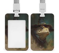 Jubonexis Old Toad Wearing A Witch Hat ID Badge Holder Retractable Clip Card Holder Card Protector Name Badge Name Tag for Work Office Doctor Nurse