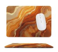 Jubonexis Orange And Gold Marble Mouse Pad, Small Office Computer Mouse Pads for Desk Laptop with Non-Slip Rubber Base Mouse Mat, Gaming Mouse Pads