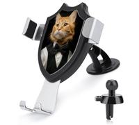 Jubonexis Orange Cat Dressed As A Gentleman Car Phone Holder Mount Triangle Clip Base Air Vent Cell Phone Car Mount Automotive Accessories for 4-6 Inches Cell Smartphones