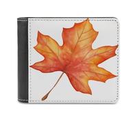 Jubonexis Orange Maple Leaf Soft PU Leather Bifold Wallet, Coin Purse Credit Pass Case, Durable Card-Holder Slim Billfold for Men Woman Money Storage