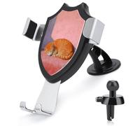 Jubonexis Orange Tabby Cat Sleeping Car Phone Holder Mount Triangle Clip Base Air Vent Cell Phone Car Mount Automotive Accessories for 4-6 Inches Cell Smartphones