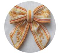 Jubonexis Orange Yellow White Bow with Long Tails Large Round Carpet Area Rug Mat Modern Non Slip Circular Rugs 36inch(90cm)