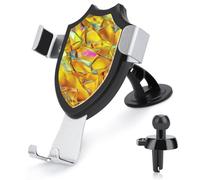 Jubonexis Organic Pattern Golden Yellow And Deep Amber Car Phone Holder Mount Triangle Clip Base Air Vent Cell Phone Car Mount Automotive Accessories for 4-6 Inches Cell Smartphones
