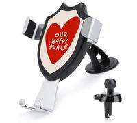 Jubonexis Our Happy Place Large Red Heart Car Phone Holder Mount Triangle Clip Base Air Vent Cell Phone Car Mount Automotive Accessories for 4-6 Inches Cell Smartphones