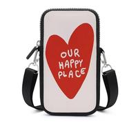 Jubonexis Our Happy Place Large Red Heart Crossbody Mobile Phone Bag Smartphone Bag With Adjustable Strap
