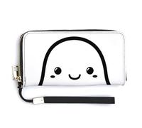 Jubonexis Outline of A Cute Ghost PU Leather Clutch Long Bifold Wallet, Coin Purse Credit Pass Case, Durable Card-Holder Money Storage for Women Men