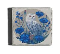 Jubonexis Owl and Cornflowers Soft PU Leather Bifold Wallet, Coin Purse Credit Pass Case, Durable Card-Holder Slim Billfold for Men Woman Money Storage