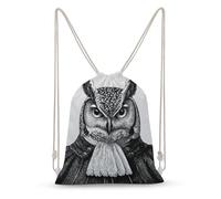 Jubonexis Owl As A Judge Drawstring Backpack Canvas String Bag Lightweight Sports Gym Bag for Men Women