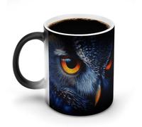 Jubonexis Owl Orange Eyes Color Changing Mugs Heat Changing Ceramic Coffee Mug Novelty Funny Tea Water Cup 11OZ