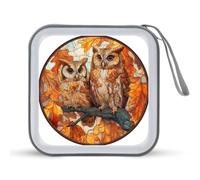 Jubonexis Owls on Oak Branch Autumn Leaf CD Case DVD Storage Case Portable for Car Home Travel