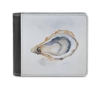 Jubonexis Oyster on The Half Shell Watercolor Soft PU Leather Bifold Wallet, Coin Purse Credit Pass Case, Durable Card-Holder Slim Billfold for Men Woman Money Storage