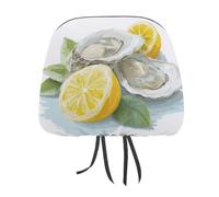 Jubonexis Oysters with Lemon Printed Car Headrest Cover,2 Pieces, Elastic Comfort Head Rest Cover for Women Men, Universal Fits Most Cars Van SUV Truck, Car Interior Decor Accessories