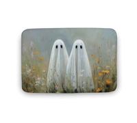 Jubonexis Pair of Cute Ghosts in The Wildflowers Field Bathroom Door Rug Mat, Extra Soft Coral Velvet Floor Mat, Rapid Water Absorption Non Slip Comfortable Bath Rugs Mats 15.7"x23.6"