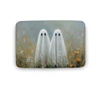 Jubonexis Pair of Cute Ghosts in The Wildflowers Field Bathroom Door Rug Mat, Extra Soft Coral Velvet Floor Mat, Rapid Water Absorption Non Slip Comfortable Bath Rugs Mats 19.7"x31.5"