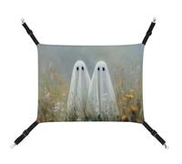 Jubonexis Pair of Cute Ghosts in The Wildflowers Field Breathable Pet Hammock with Adjustable Straps Reversible Cat Hanging Bed Dog Mats