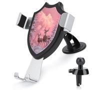 Jubonexis Pair of Deer in The Snow Pink Sky Car Phone Holder Mount Triangle Clip Base Air Vent Cell Phone Car Mount Automotive Accessories for 4-6 Inches Cell Smartphones