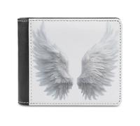 Jubonexis Pair of Pure White Angel Wings Soft PU Leather Bifold Wallet, Coin Purse Credit Pass Case, Durable Card-Holder Slim Billfold for Men Woman Money Storage