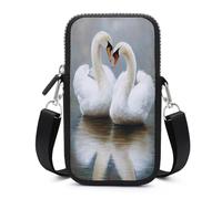 Jubonexis Pair of Swans Crossbody Mobile Phone Bag Smartphone Bag With Adjustable Strap