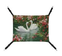 Jubonexis Pair of Swans in The Lake Rose Breathable Pet Hammock with Adjustable Straps Reversible Cat Hanging Bed Dog Mats