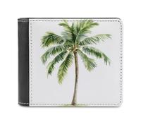 Jubonexis Palm Tree with Pastel Green Leaves Soft PU Leather Bifold Wallet, Coin Purse Credit Pass Case, Durable Card-Holder Slim Billfold for Men Woman Money Storage