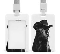 Jubonexis Panther Animal with Cowboy Hat ID Badge Holder Retractable Clip Card Holder Card Protector Name Badge Name Tag for Work Office Doctor Nurse