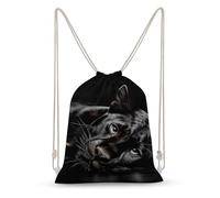 Jubonexis Panther Laying Down Black Color Drawstring Backpack Canvas String Bag Lightweight Sports Gym Bag for Men Women