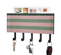 Jubonexis Parallel Vertical Lines Light Pink and Dark Green Wall Mount with 5 Hooks Acrylic Key Rack for Home Office Entryway