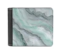 Jubonexis Pastel Mint Gray Color Luxury Marble Soft PU Leather Bifold Wallet, Coin Purse Credit Pass Case, Durable Card-Holder Slim Billfold for Men Woman Money Storage