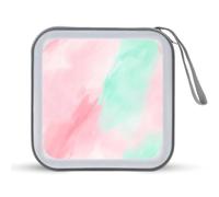 Jubonexis Pastel Pink and Mint Green Watercolor CD Case DVD Storage Case Portable for Car Home Travel