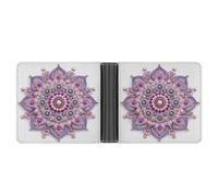Jubonexis Pastel Pink Lavender Purple Mandala with Pearls Soft PU Leather Bifold Wallet, Coin Purse Credit Pass Case, Durable Card-Holder Slim Billfold for Men Woman Money Storage