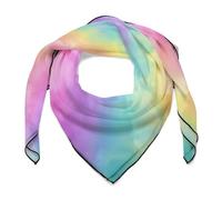 Jubonexis Pastel Rainbow Colors Tie-dye Pattern Women Hair Scarf Square Silk Like Head Scarves Handkerchief Satin Neck Scarf