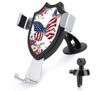 Jubonexis Patriotic Artwork Butterfly American Flag Pattern Wings Car Phone Holder Mount Triangle Clip Base Air Vent Cell Phone Car Mount Automotive Accessories for 4-6 Inches Cell Smartphones