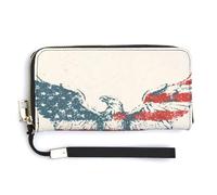 Jubonexis Patriotic Minimalist Bald Eagle with Spread Wings PU Leather Clutch Long Bifold Wallet, Coin Purse Credit Pass Case, Durable Card-Holder Money Storage for Women Men