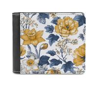 Jubonexis Pattern of Daffodils and Ivy Soft PU Leather Bifold Wallet, Coin Purse Credit Pass Case, Durable Card-Holder Slim Billfold for Men Woman Money Storage