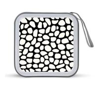 Jubonexis Pattern of White Organic Stone Shapes CD Case DVD Storage Case Portable for Car Home Travel