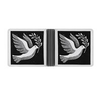 Jubonexis Peace Dove with an Olive Twig Linocut Soft PU Leather Bifold Wallet, Coin Purse Credit Pass Case, Durable Card-Holder Slim Billfold for Men Woman Money Storage