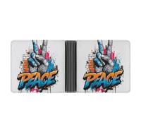 Jubonexis Peace Sign Hand Street Art Graffiti Soft PU Leather Bifold Wallet, Coin Purse Credit Pass Case, Durable Card-Holder Slim Billfold for Men Woman Money Storage