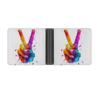 Jubonexis Peace Sign Rainbow Colored Paint Splats Soft PU Leather Bifold Wallet, Coin Purse Credit Pass Case, Durable Card-Holder Slim Billfold for Men Woman Money Storage