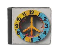 Jubonexis Peace Sign Soft PU Leather Bifold Wallet, Coin Purse Credit Pass Case, Durable Card-Holder Slim Billfold for Men Woman Money Storage