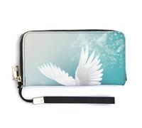 Jubonexis Peaceful Dove Flying in The Sky PU Leather Clutch Long Bifold Wallet, Coin Purse Credit Pass Case, Durable Card-Holder Money Storage for Women Men