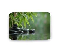 Jubonexis Peaceful Spa Smooth Stones Water Reflections Bathroom Door Rug Mat, Extra Soft Coral Velvet Floor Mat, Rapid Water Absorption Non Slip Comfortable Bath Rugs Mats 19.7"x31.5"