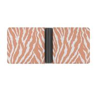 Jubonexis Peach and White Tiger Stripe Soft PU Leather Bifold Wallet, Coin Purse Credit Pass Case, Durable Card-Holder Slim Billfold for Men Woman Money Storage