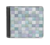 Jubonexis Pearlized Shimmer Tile Soft Mint Lavender Soft PU Leather Bifold Wallet, Coin Purse Credit Pass Case, Durable Card-Holder Slim Billfold for Men Woman Money Storage