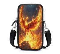 Jubonexis Phoenix Rising from Flames Gold-ash Crossbody Mobile Phone Bag Smartphone Bag With Adjustable Strap