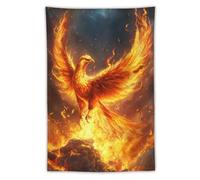 Jubonexis Phoenix Rising from Flames Gold-ash Tapestry Polyester Aesthetic Wall Hanging Bedroom Living Room Dorm Decor 40"x60"