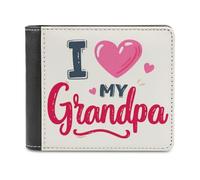 Jubonexis Phrase I Love My Grandpa Soft PU Leather Bifold Wallet, Coin Purse Credit Pass Case, Durable Card-Holder Slim Billfold for Men Woman Money Storage