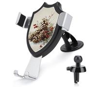 Jubonexis Pine Cones And Red Berries Car Phone Holder Mount Triangle Clip Base Air Vent Cell Phone Car Mount Automotive Accessories for 4-6 Inches Cell Smartphones